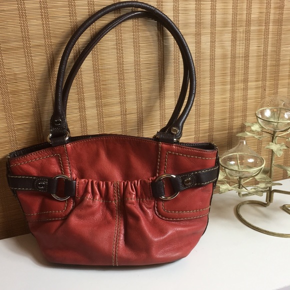 Tignanello Handbags - Tignanello Red and Brown Leather Handbag